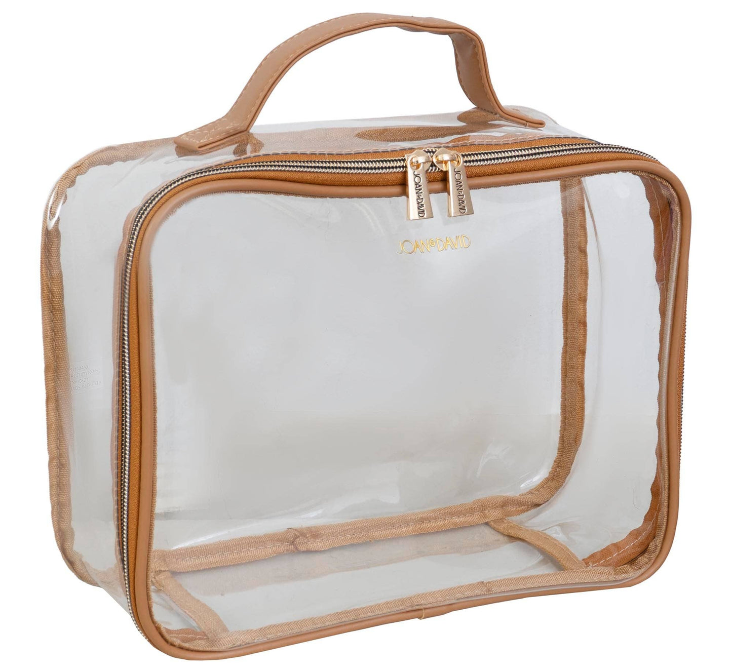 Joan & David Straw Texture 4 Piece Clear Cosmetic Bag Set: NATURAL