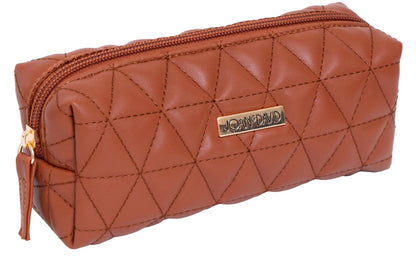 Joan & David The Triangle Quilted 4 Piece Cosmetic Bag Set: COGNAC