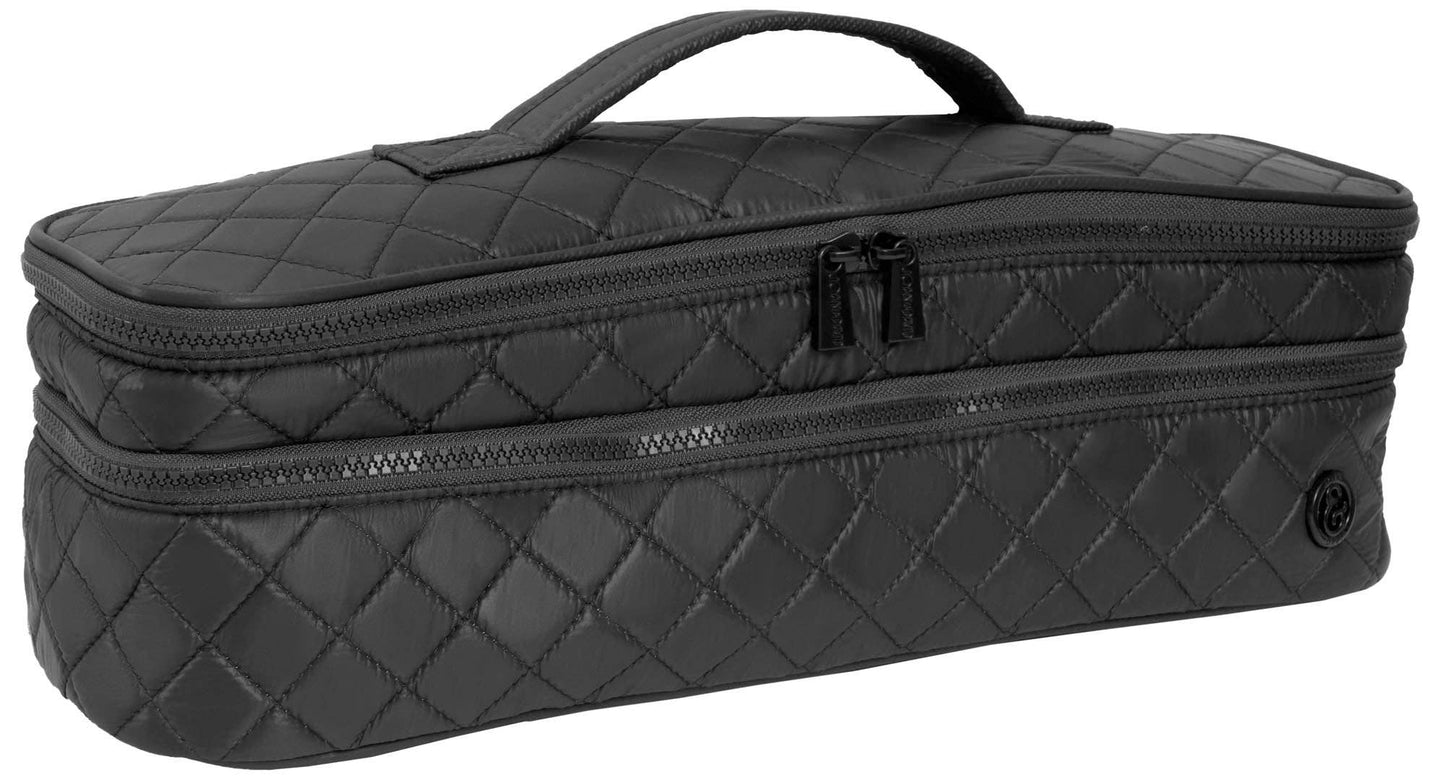 Joan & David Diamond Quilted Hair Tool Zippered Travel Case: BLACK