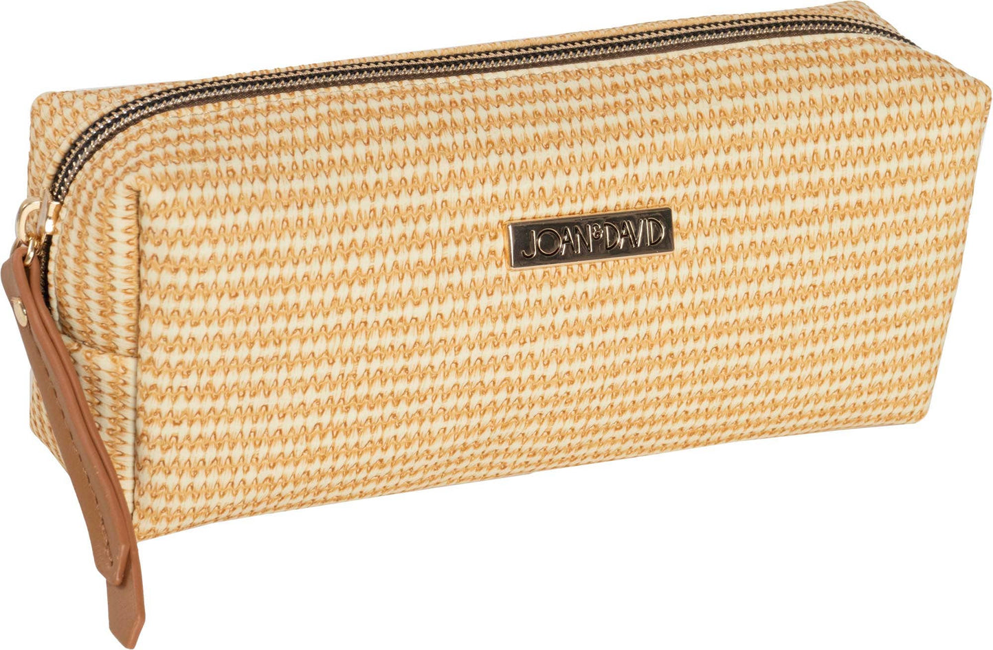 Joan & David Straw Texture 4 Piece Clear Cosmetic Bag Set: NATURAL