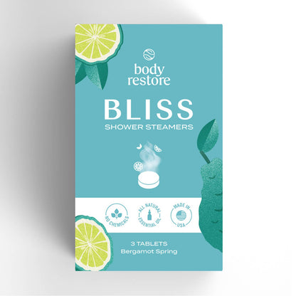 BODY RESTORE Shower Steamer Pack of 3 Set Kit : Bliss - Bergamot Spring