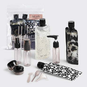 KITSCH - Refillable Ultimate Travel 11pc Set - Black & Ivory