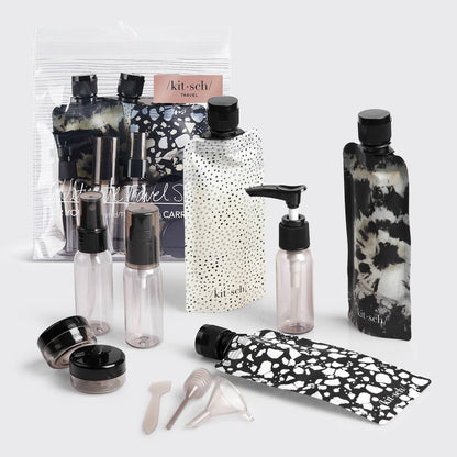 KITSCH - Refillable Ultimate Travel 11pc Set - Black & Ivory
