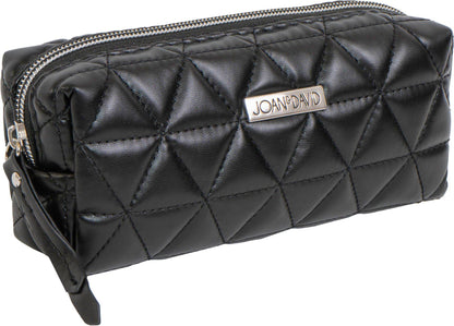 Joan & David The Triangle Quilted 4 Piece Cosmetic Bag Set: BLACK