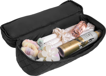 Joan & David Diamond Quilted Hair Tool Zippered Travel Case: BLACK