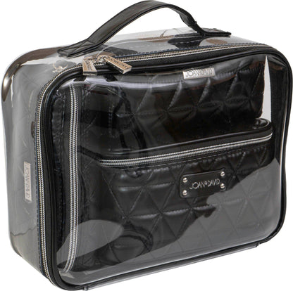 Joan & David The Triangle Quilted 4 Piece Cosmetic Bag Set: COGNAC