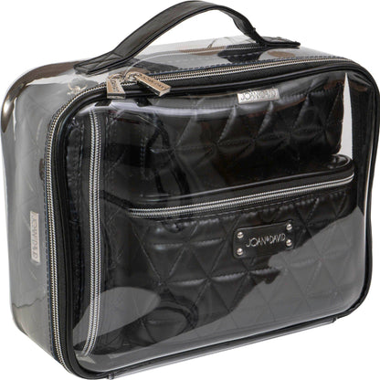 Joan & David The Triangle Quilted 4 Piece Cosmetic Bag Set: BLACK