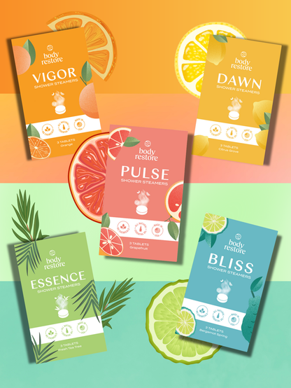 BODY RESTORE Shower Steamer Pack of 3 Set Kit : Bliss - Bergamot Spring