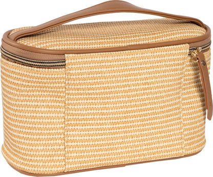 Joan & David Straw Texture 4 Piece Clear Cosmetic Bag Set: NATURAL