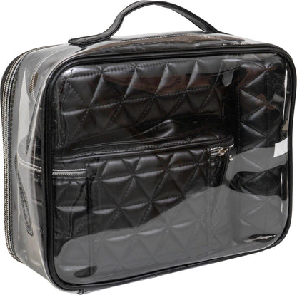 Joan & David The Triangle Quilted 4 Piece Cosmetic Bag Set: BLACK