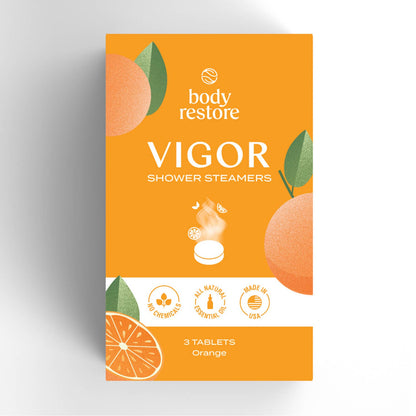 BODY RESTORE Shower Steamer Pack of 3 Set Kit : Vigor - Orange