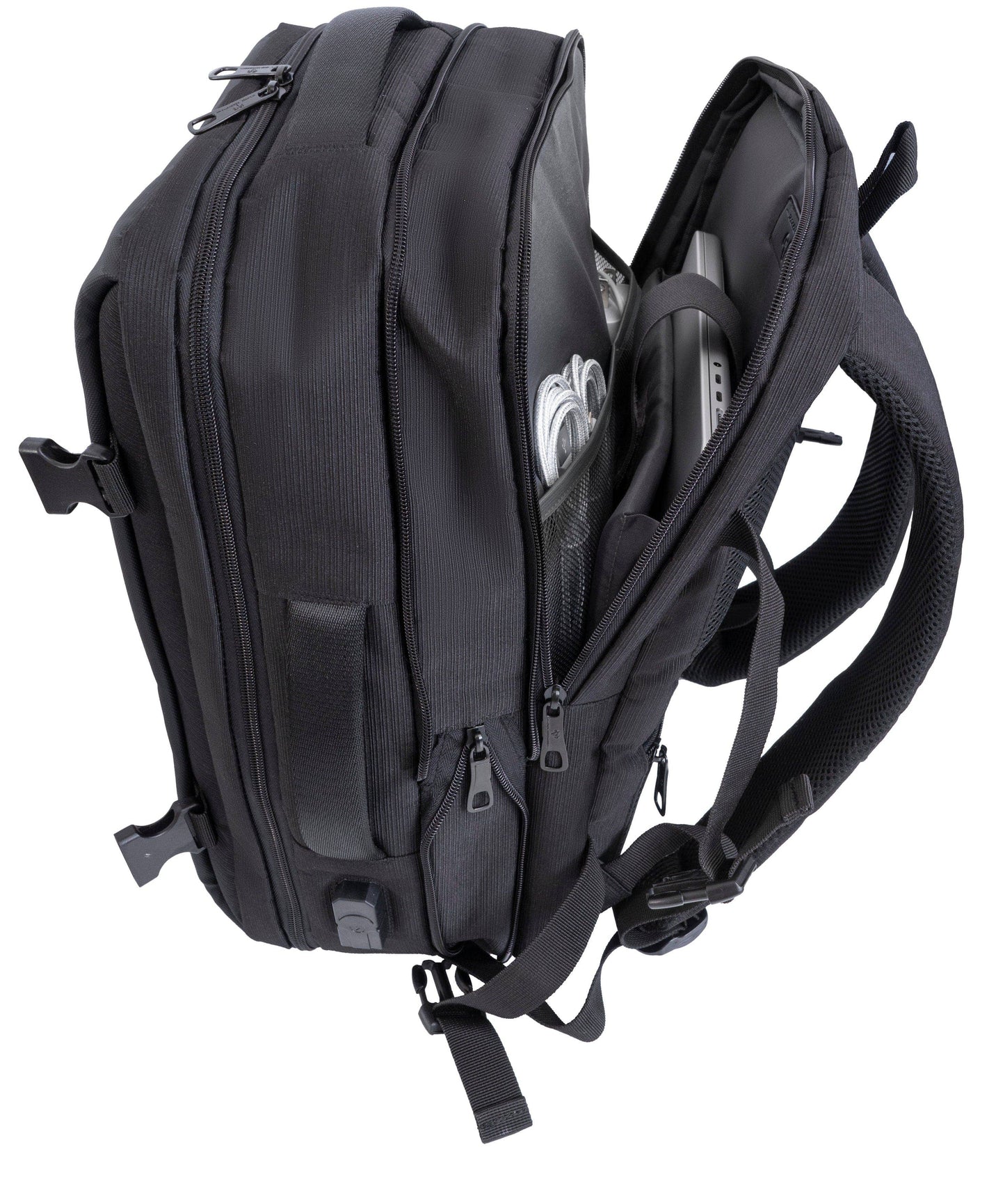 Jack Abrahams | The Mitchell | Men's 18-In Tarpaulin Expandable Travel Backpack with USB Port