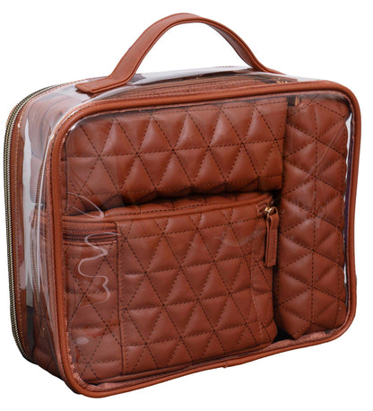 Joan & David The Triangle Quilted 4 Piece Cosmetic Bag Set: BLACK