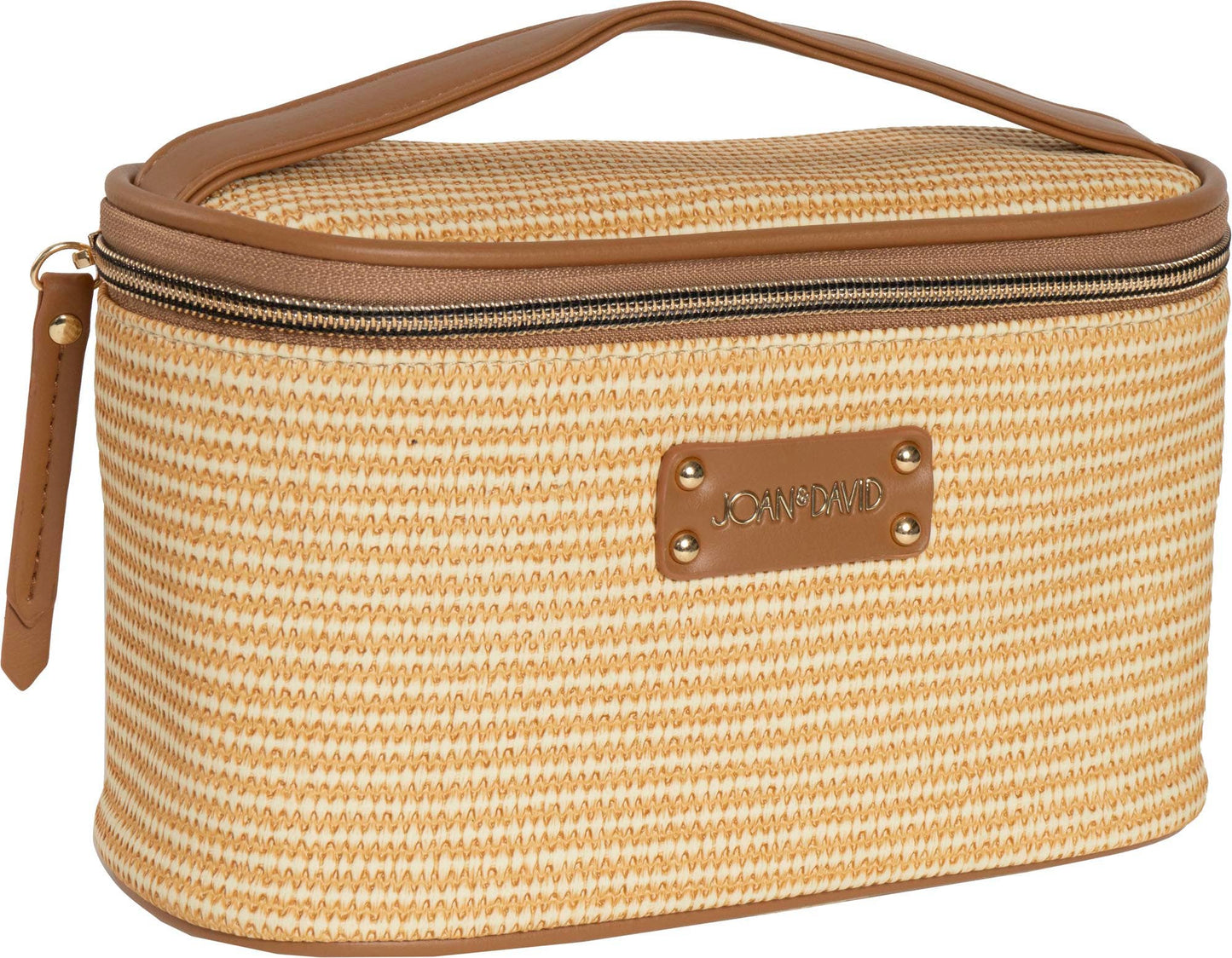 Joan & David Straw Texture 4 Piece Clear Cosmetic Bag Set: NATURAL