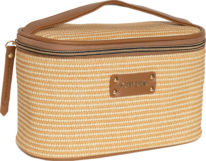 Joan & David Straw Texture 4 Piece Clear Cosmetic Bag Set: NATURAL