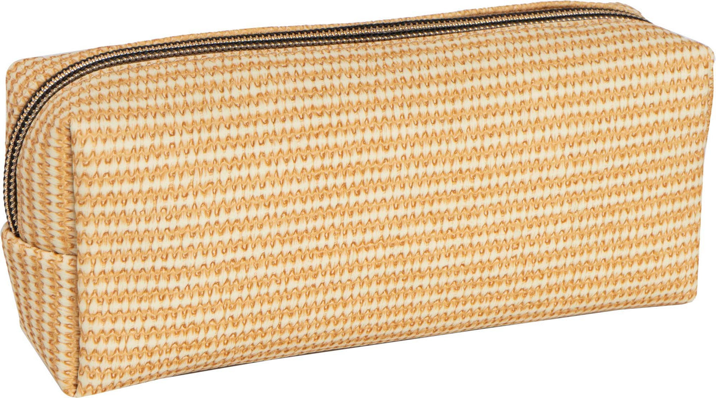 Joan & David Straw Texture 4 Piece Clear Cosmetic Bag Set: NATURAL