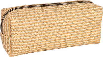 Joan & David Straw Texture 4 Piece Clear Cosmetic Bag Set: NATURAL