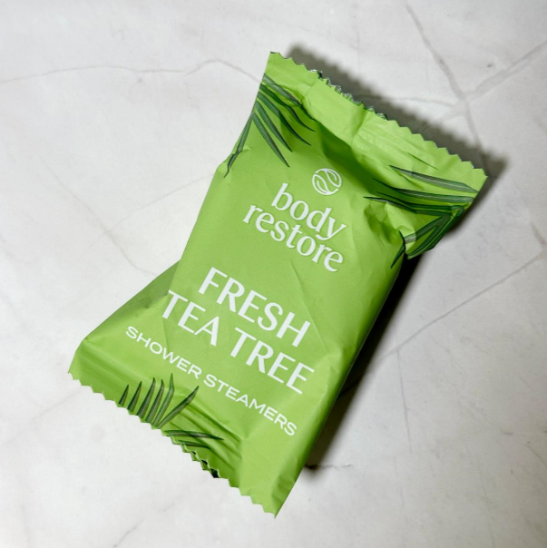 BODY RESTORE Shower Steamer Single Use Bath Bomb Self Care: Fresh Tea Tree