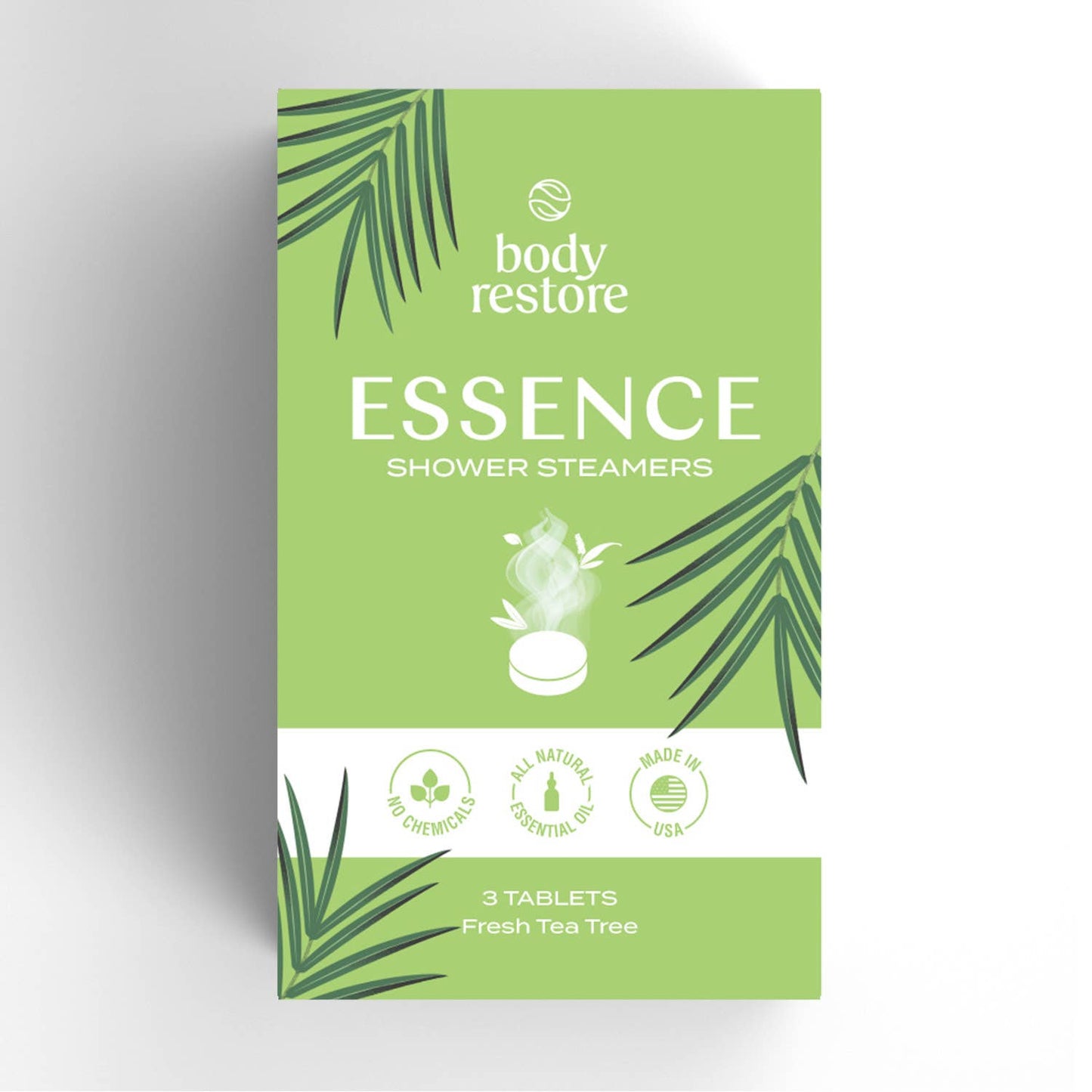 BODY RESTORE Shower Steamer Pack of 3 Set Kit : Essence - Fresh Tea Tree