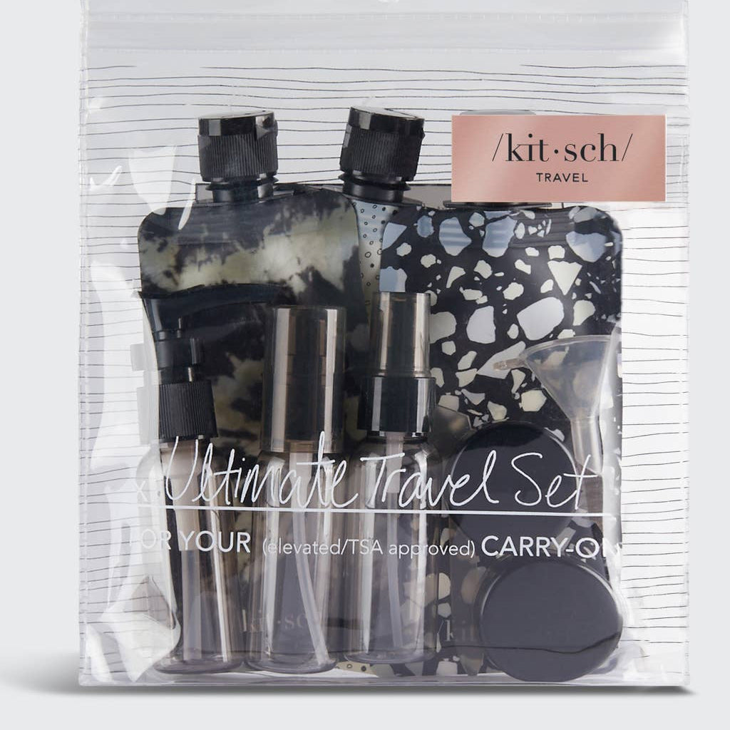 KITSCH - Refillable Ultimate Travel 11pc Set - Black & Ivory