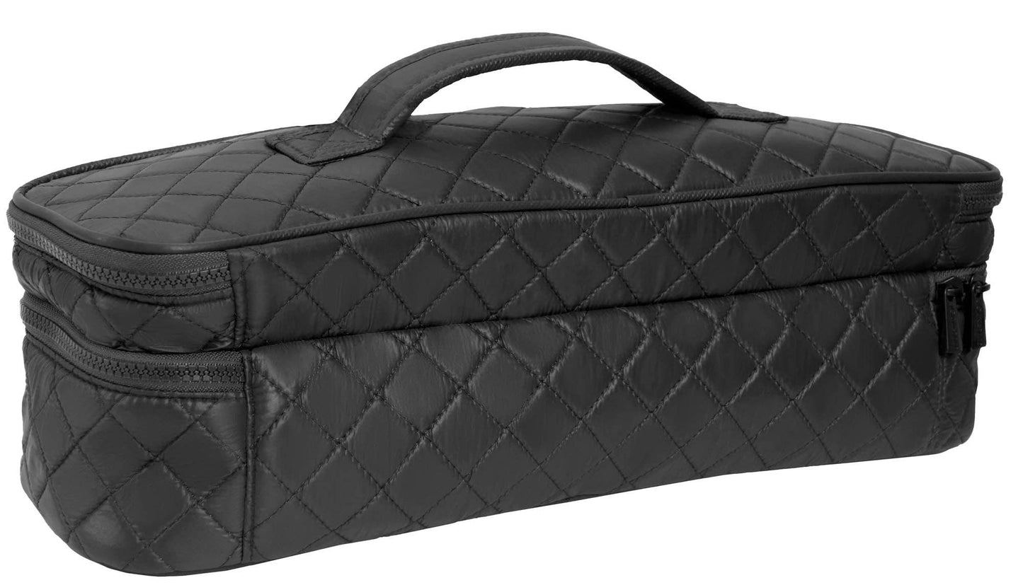Joan & David Diamond Quilted Hair Tool Zippered Travel Case: BLACK